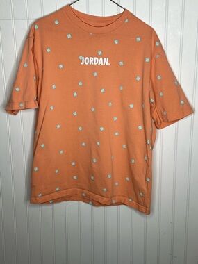 Jordan Orange Tee with Mint Dot Print Size Medium